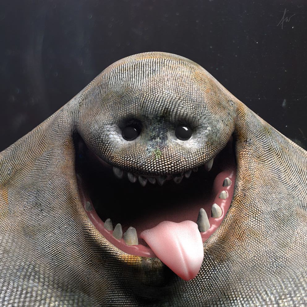 993x993, 198 Kb / чудик, пасть, язык, скат