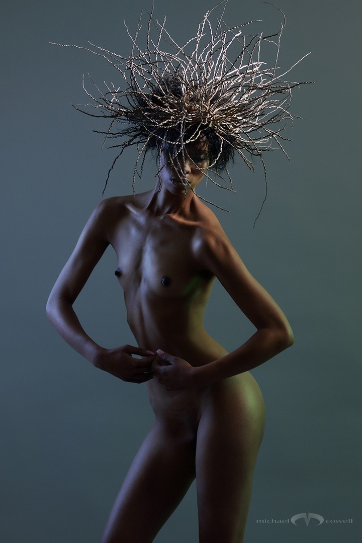 720x1080, 138 Kb / концептуальная, прическа, негр, чёрная, дерево, поза, руки