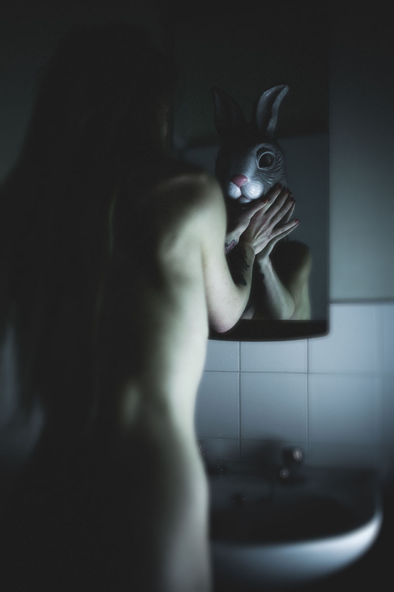 800x1200, 68 Kb / заяц, отражение, зеркало, раковина