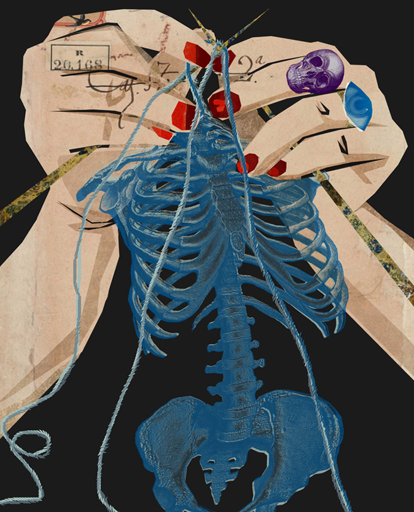 828x1024, 301 Kb / скелет, рёбра, вязание, руки, нитки, кольца, череп, маникюр, рисунок