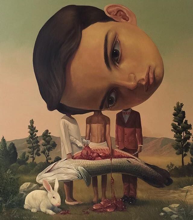 640x732, 56 Kb / люди, голова, рыба, потроха, кролик, сюр