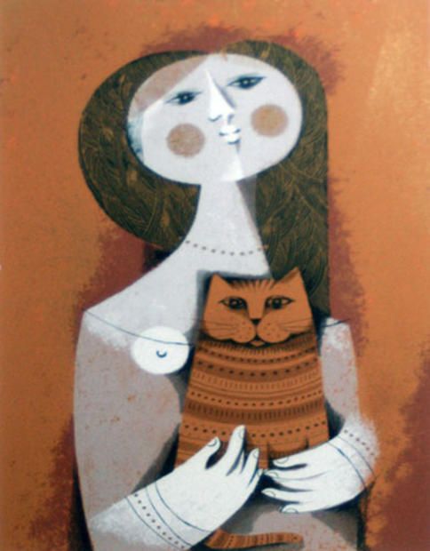 484x620, 35 Kb / девка, сиська, кот, рисунок