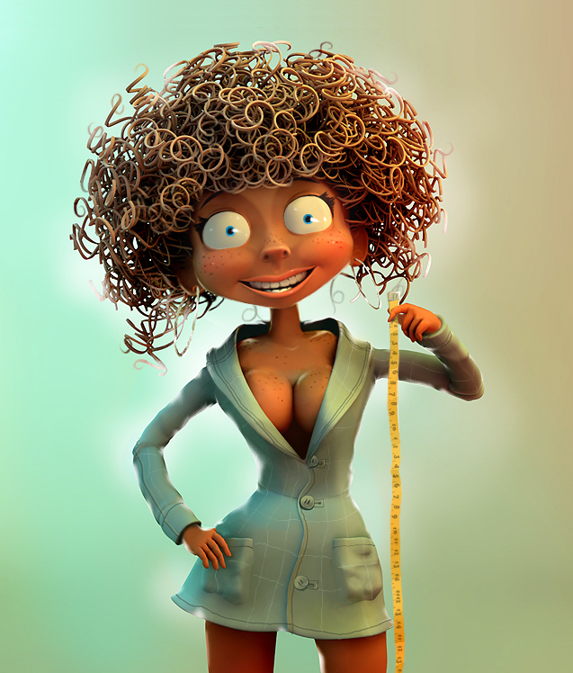 637x748, 260 Kb / 3D, vray, тётя, метр, улыбка, роллтон, доширак