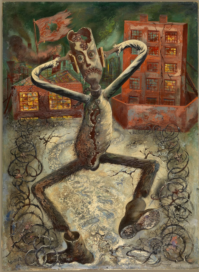 800x1091, 264 Kb / рисунок, флаг, колючка, The Grey Man Dances, George Grosz