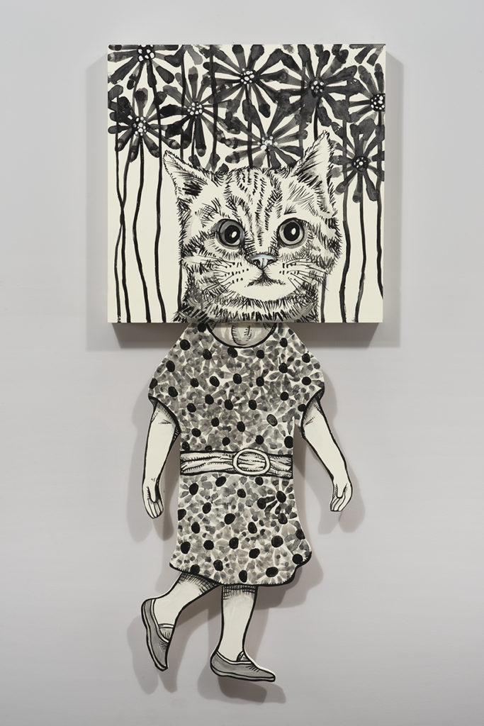 683x1024, 131 Kb / девочка, кошка, рисунок