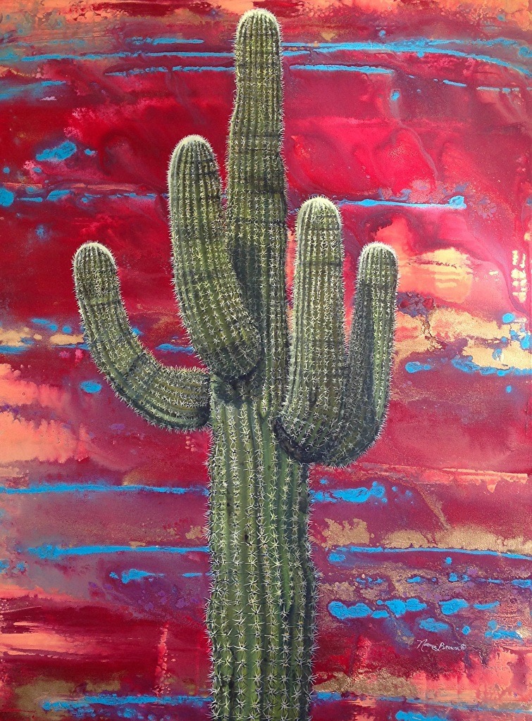 755x1024, 372 Kb / кактус, небо, рисунок, Arizona Sky, Naomi Brown