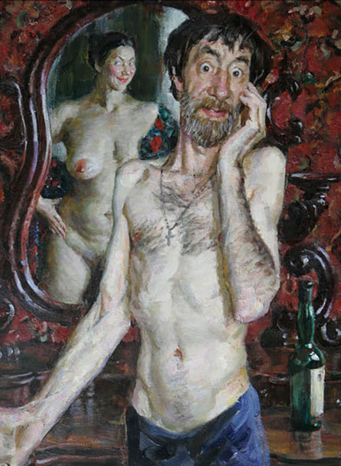 685x935, 161 Kb / мужик, зеркало, дама, рисунок, Скоро март, Ляпкало Виктор