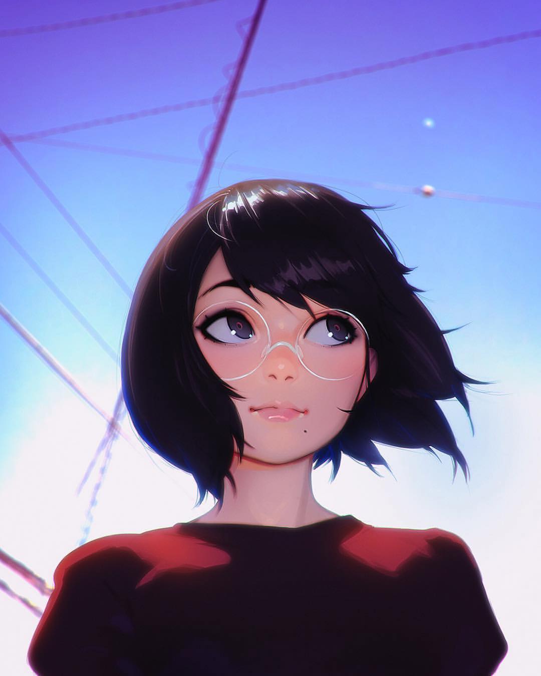 1080x1350, 63 Kb / очки, брюнетка, девочка, аниме, глаза, Илья Кувшинов