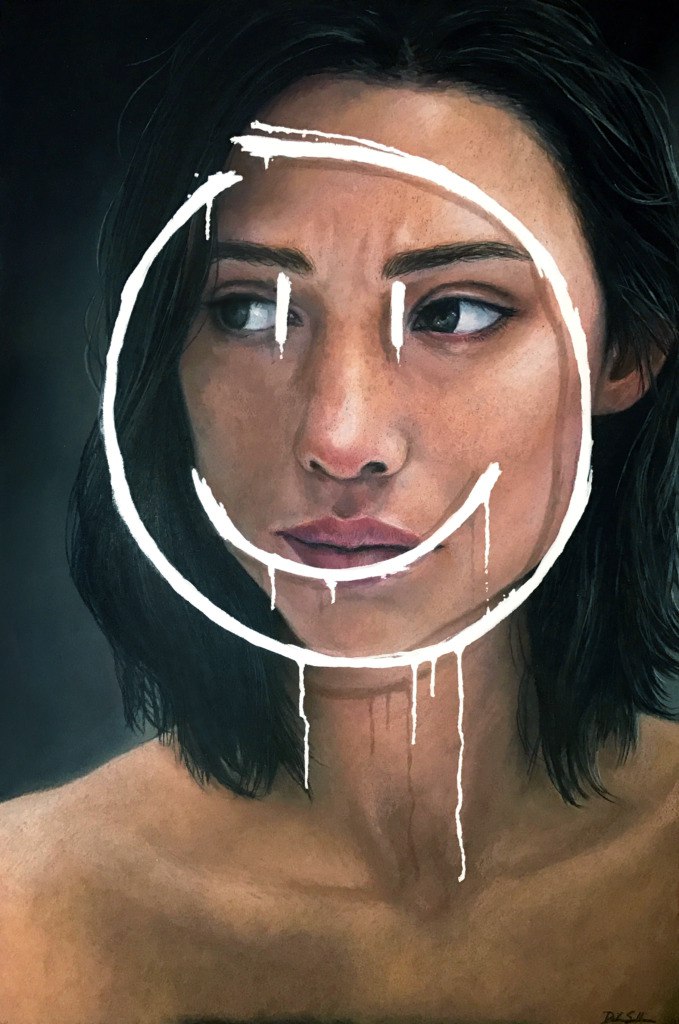 679x1024, 130 Kb / девка, лицо, портрет, рисунок, смайл