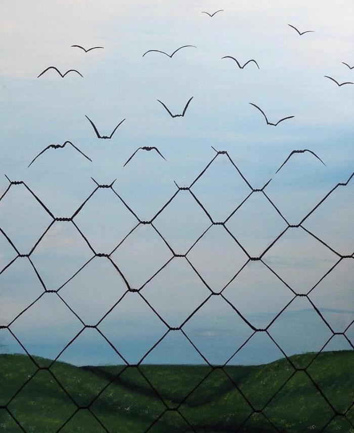 700x855, 57 Kb / забор, сетка, птицы