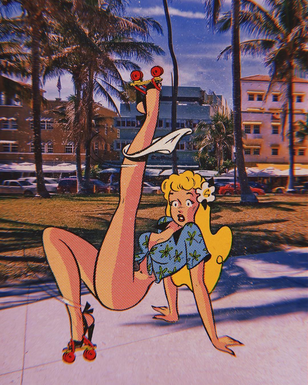 1080x1350, 263 Kb / ролики, пинап, блондинка, трусики