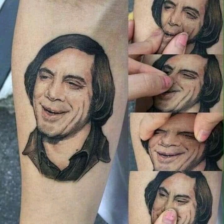 712x712, 85 Kb / рука, тату, мимика, Антон Чигур, Хавьер Бардем, старикам тут не место, фильм