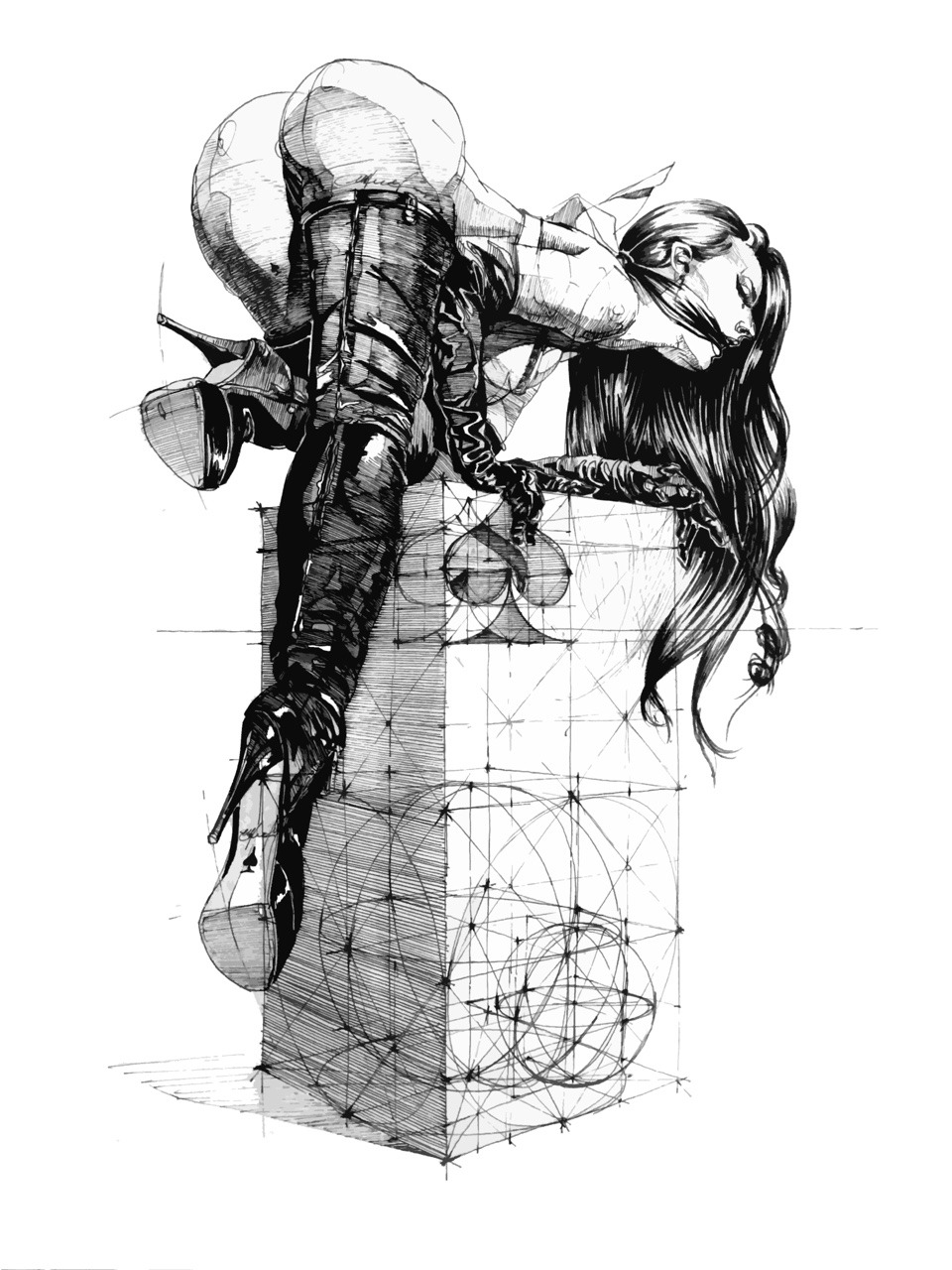 960x1280, 247 Kb / сапоги, графика, куб, пика, бдсм