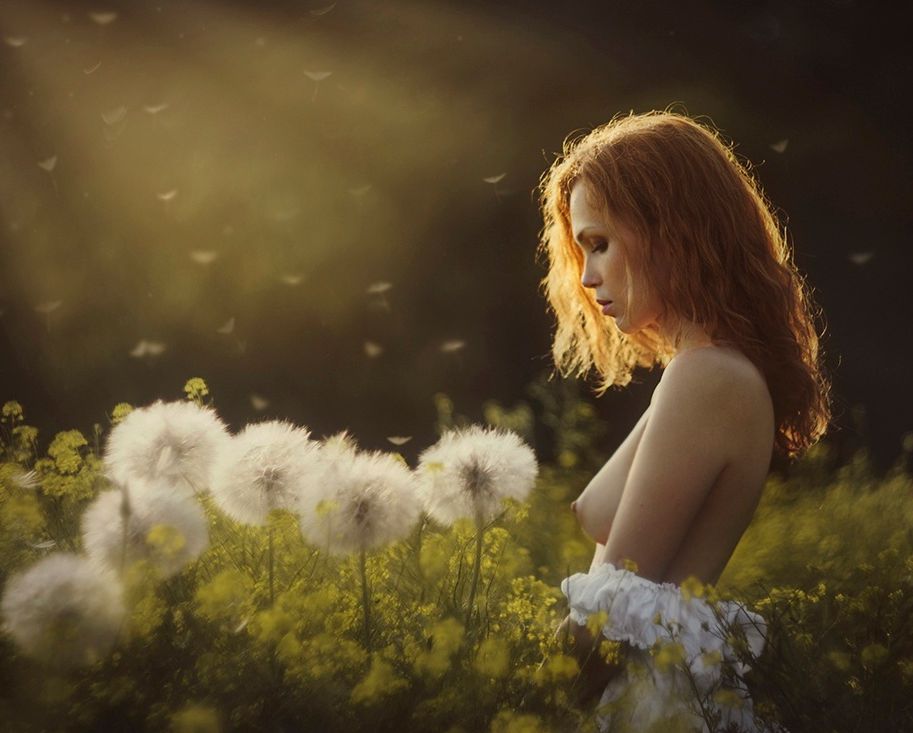 913x733, 81 Kb / одуванчики, голая, грудь, рыжая