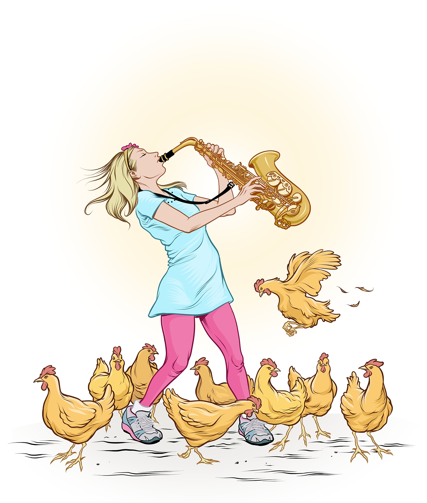 1632x1920, 526 Kb / саксофон, куры, блондинка, кроссовки