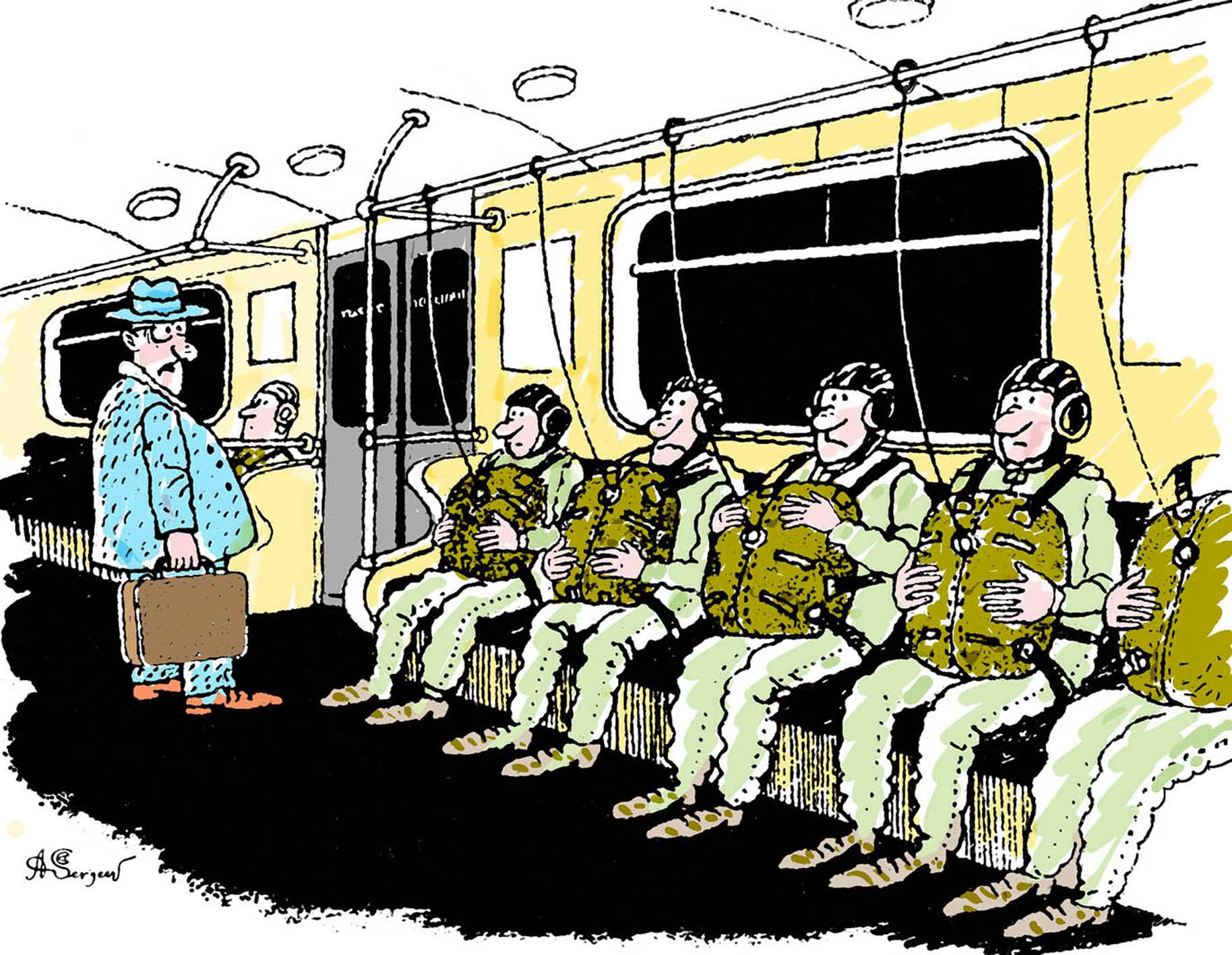 1828x1417, 321 Kb / метро, вагон, парашютисты, Александр Сергеев