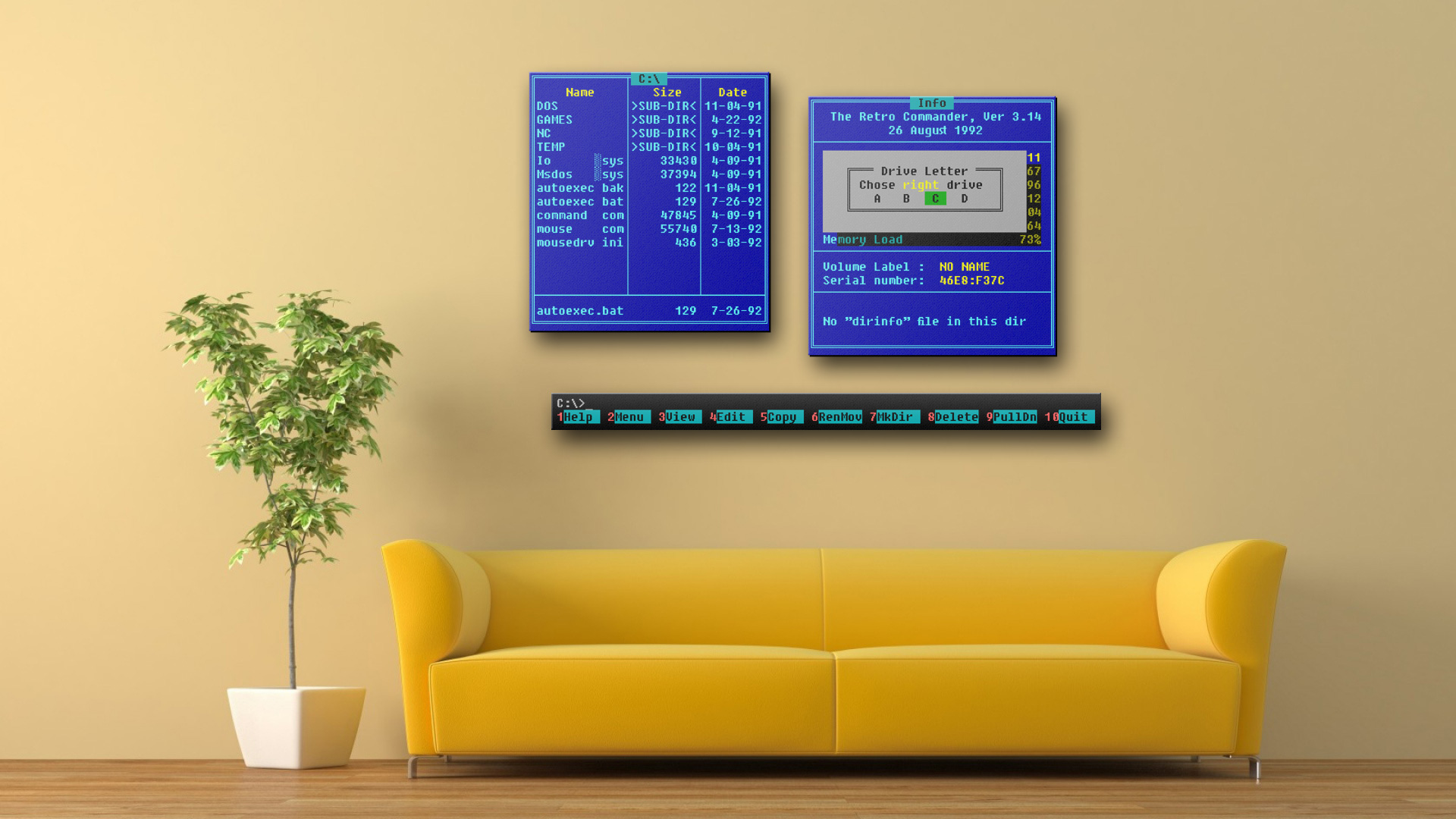 1920x1080, 368 Kb / диван, табло, фикус, коммандер