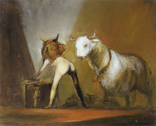 500x404, 156 Kb / девка, бык, маска, Пасифая, рисунок, Ansel Krut