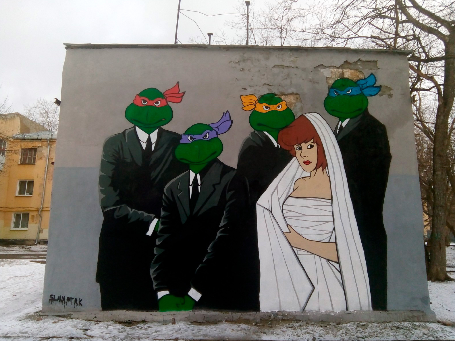 1584x1188, 620 Kb / бригада, невеста, черепашки-ниндзя, граффити