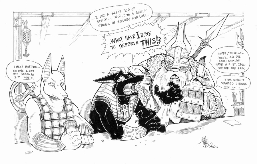 900x576, 154 Kb / Анубис, Анкх, Один, комикс