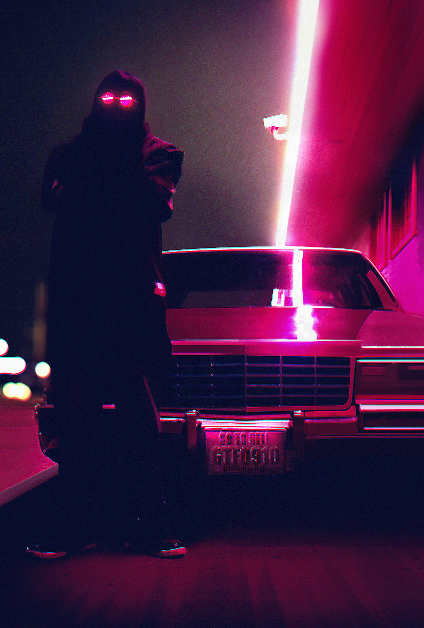 847x1254, 408 Kb / авто, неон, очки, отражение