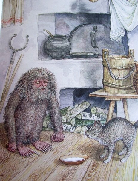 462x604, 200 Kb / печь, ухват, миска, домовой, кот, поленья, котелок