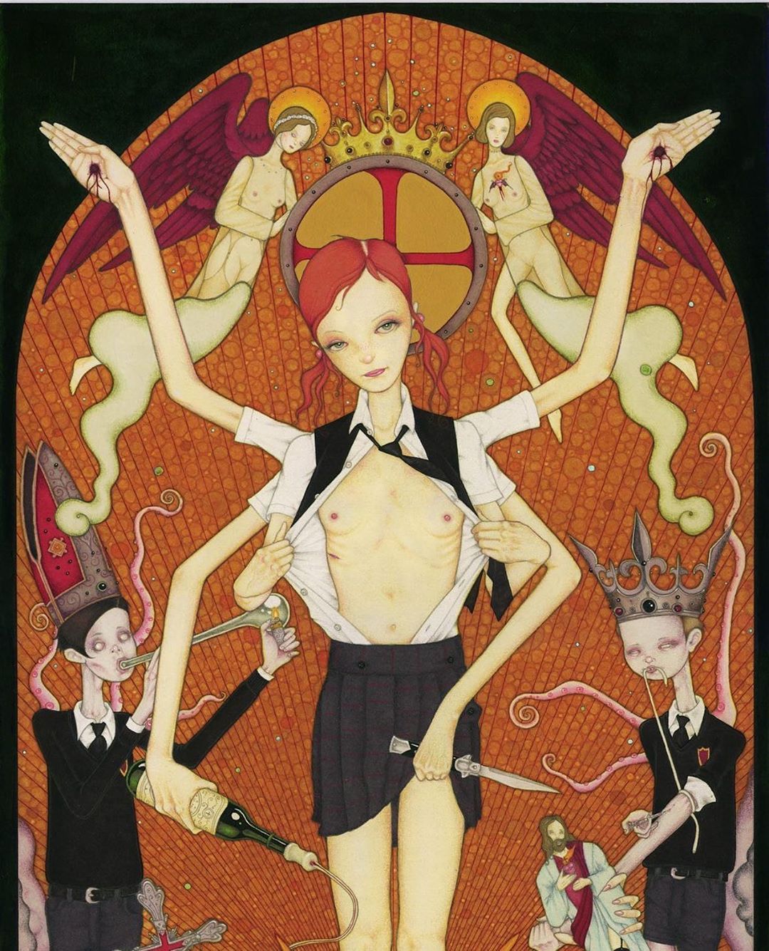 1080x1335, 287 Kb / девка, много рук, нимб, икона, нех, рисунок