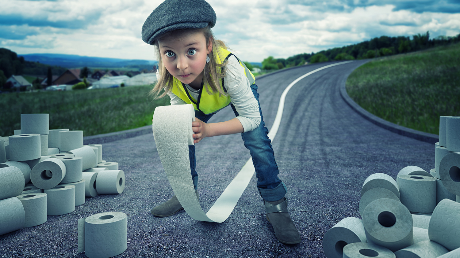 1500x844, 496 Kb / дорога, полоса, бумага, кепка