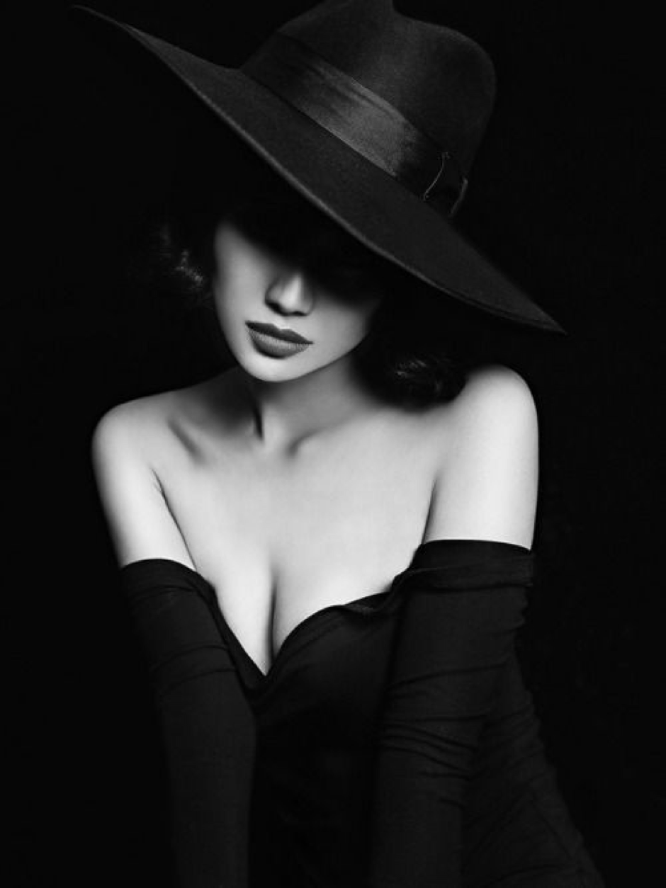 940x1254, 259 Kb / женщина, платье, шляпа, ч/б