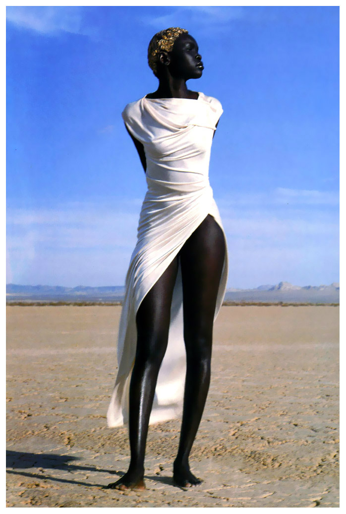 698x1036, 208 Kb / женщина, негритянка, платье, песок, небо,