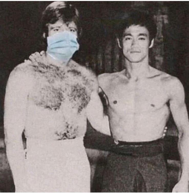 738x756, 55 Kb / чак норрис, брюс ли, маска, коронавирус