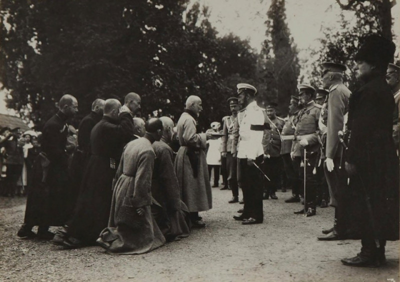 800x564, 111 Kb / Император, Николай, принимает, грузины,  ч/б, царь