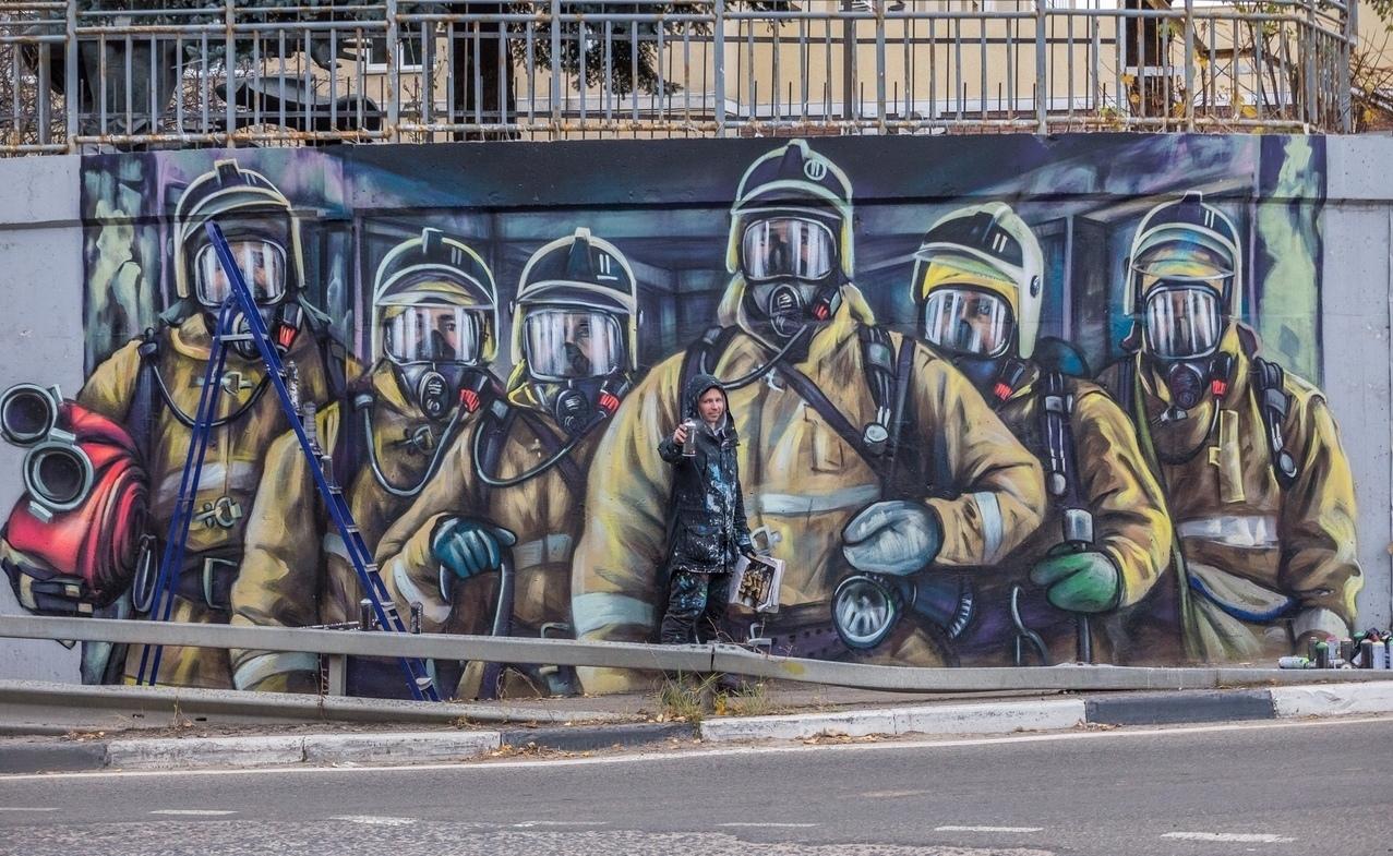 1277x785, 215 Kb / пожарные, граффити, Нижний, Новгород, стена