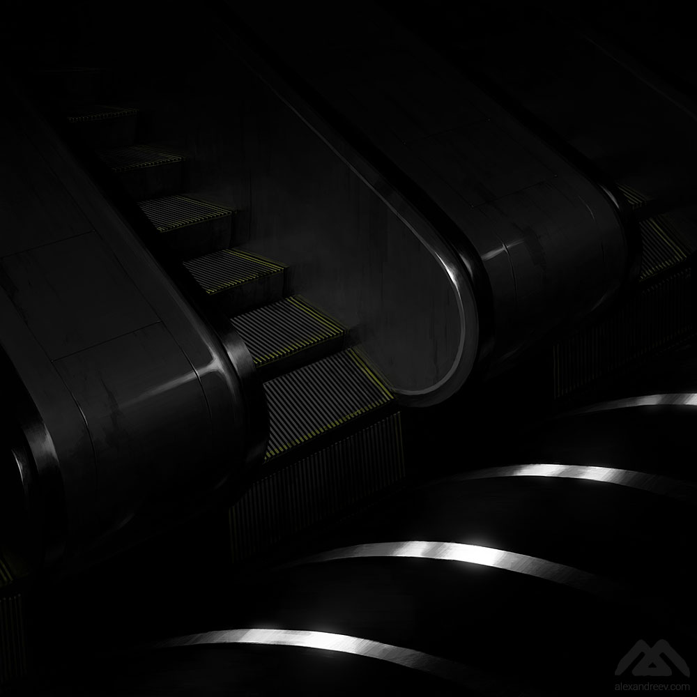 1000x1000, 83 Kb / Alex Anrdeev, эскалатор, мясорубка