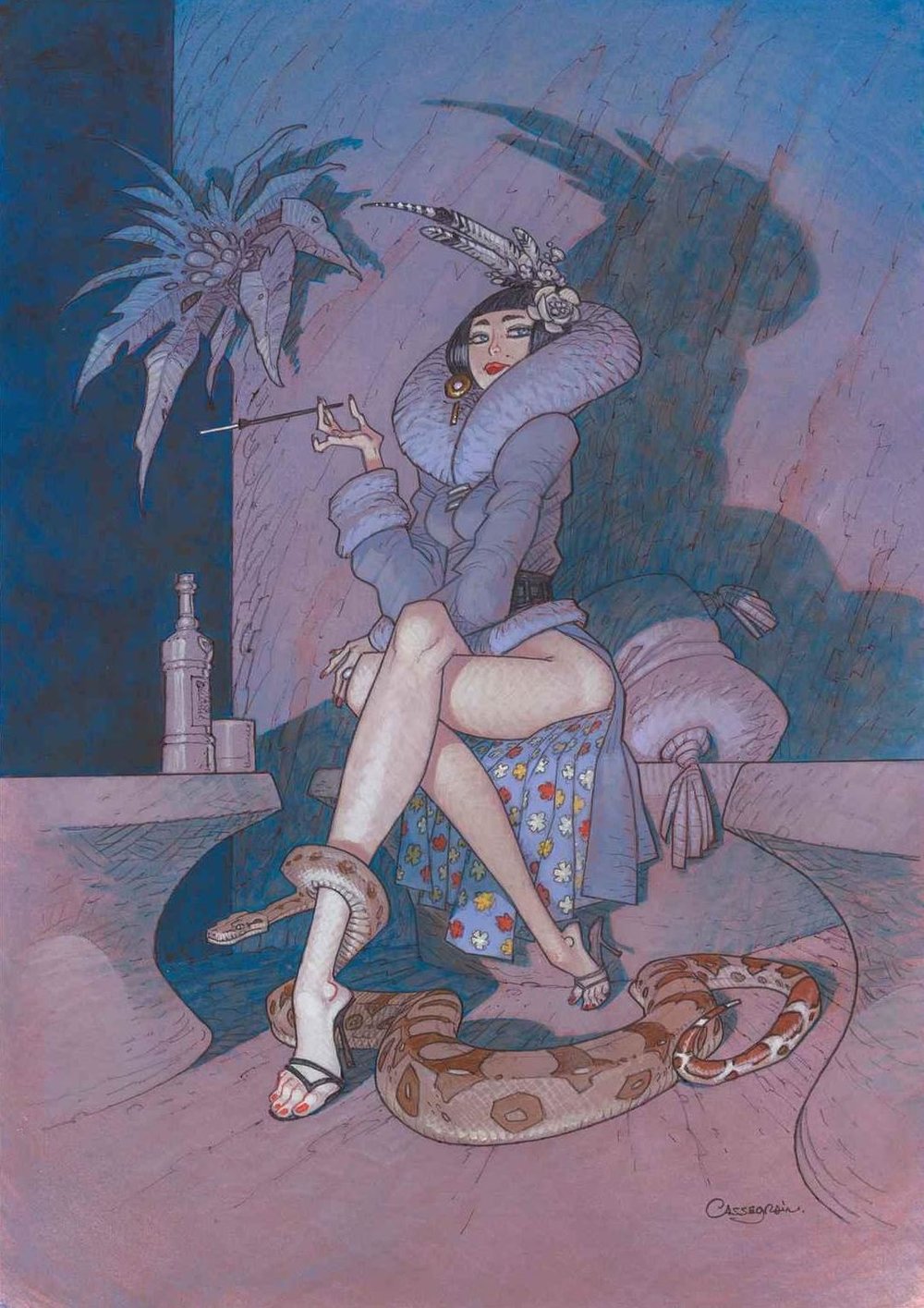 1000x1415, 235 Kb / удав, мундштук, шубка, рисунок