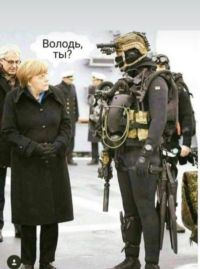 762x1024, 74 Kb / Володя, Ангела, Меркель, водолаз, ласты, пистолет, Путин