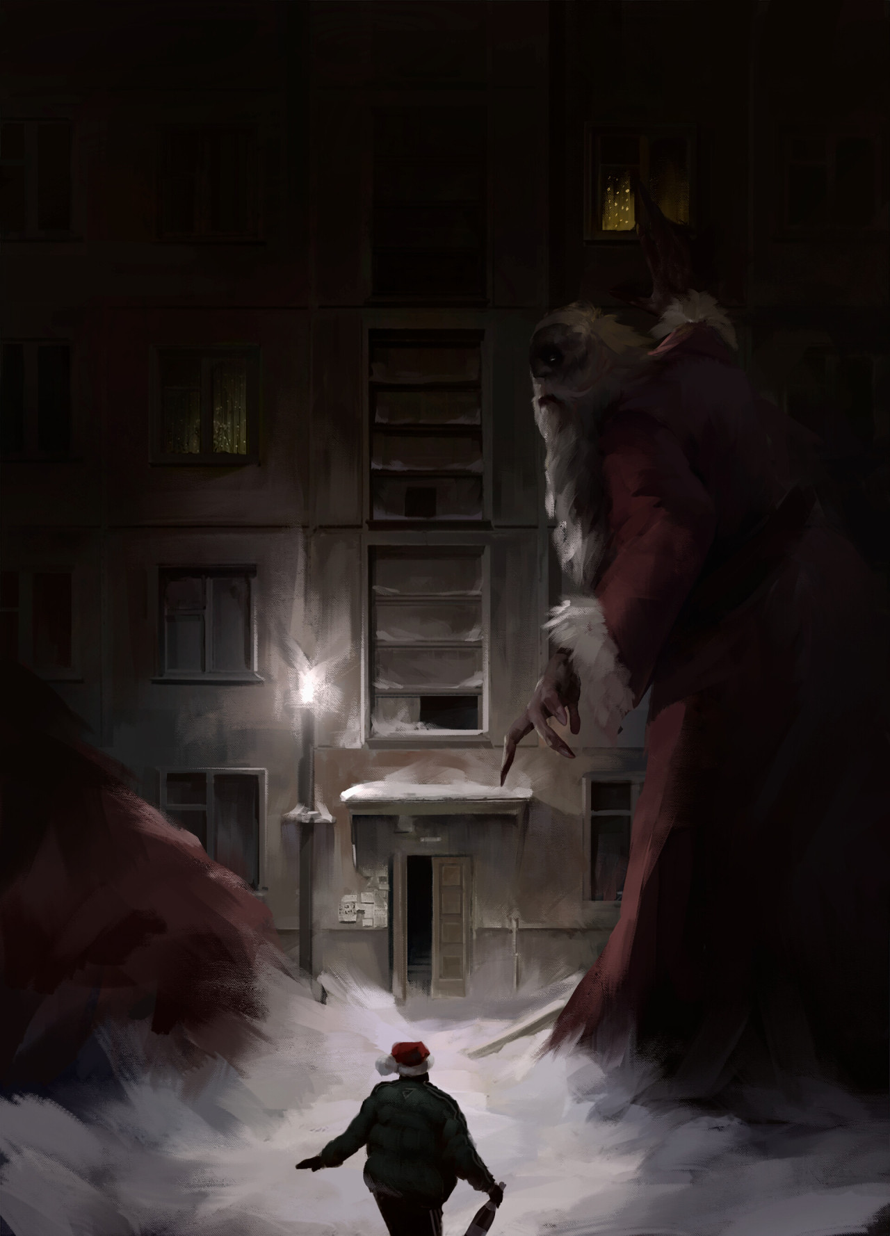 1280x1778, 257 Kb / дед мороз, подъезд, зима