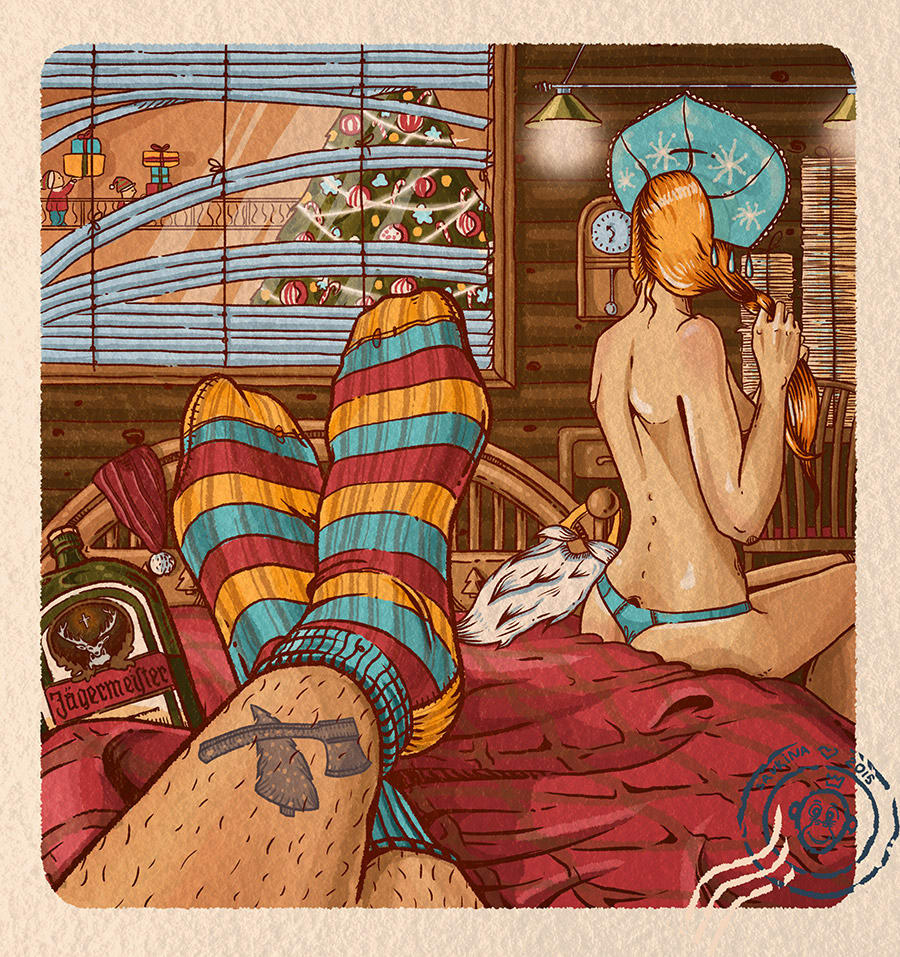 900x957, 255 Kb / кокошник, носки, ягермайстер, елка, коса, топлесс, лесоруб, тату