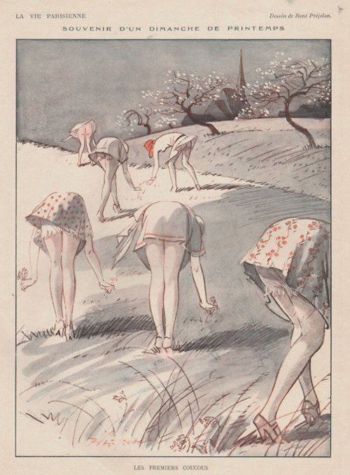 500x679, 71 Kb / Франция, рисунок, девушки, цветы, ноги, вишня