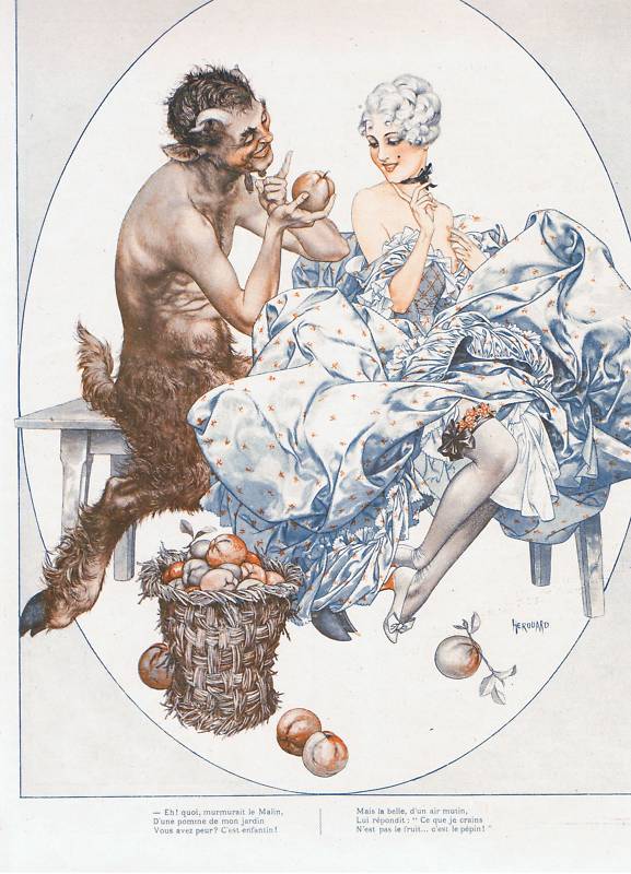 577x800, 80 Kb / женщина, сатир, юбки, предложеньице, яблоки, корзина