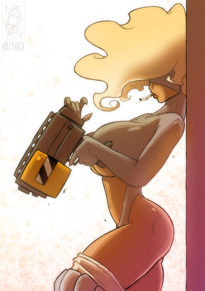 661x935, 112 Kb / jollyjack, блондинка, стена, пистолет