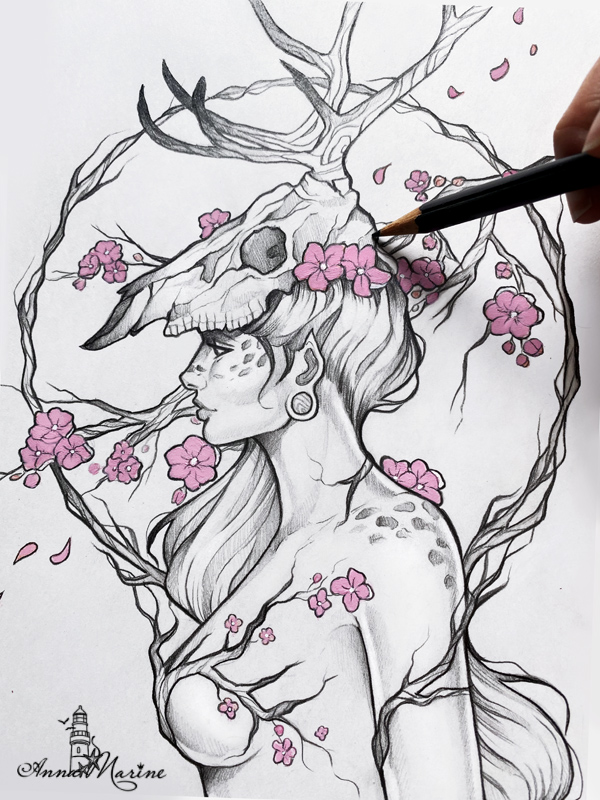 600x800, 307 Kb / Anna-Marine, вишня, олень