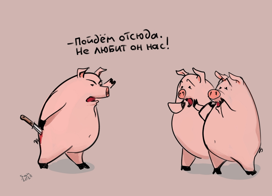 900x650, 126 Kb / любовь, свиньи, нож, человек, sgn, shaggy_nik