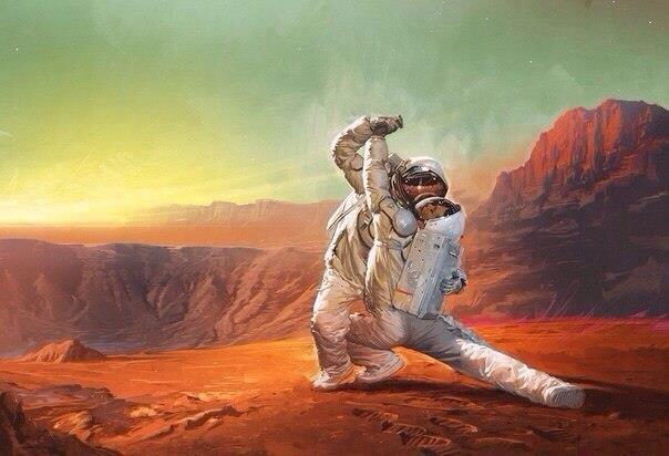 604x412, 38 Kb / космонавты, танго, танец, пропасть