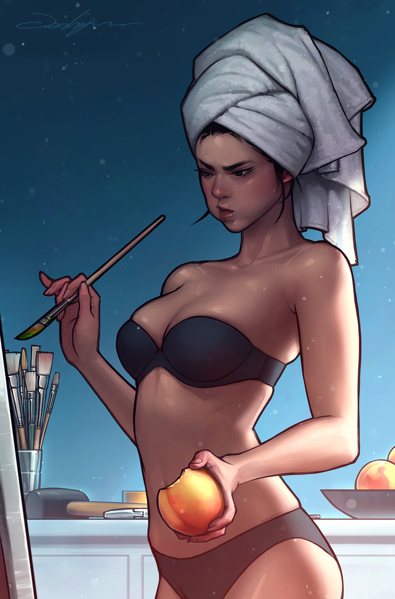 1349x2048, 242 Kb / кисть, яблоко, полотенце, JeeHyung lee