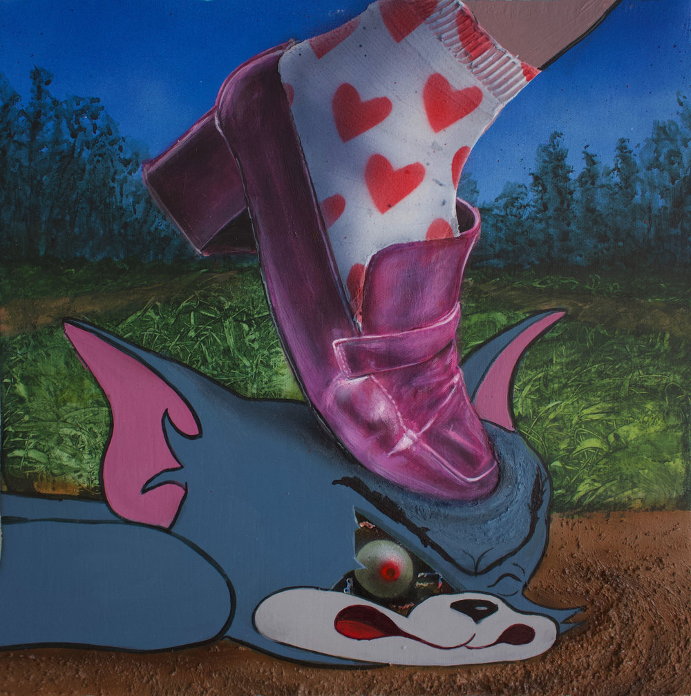 1000x1008, 248 Kb / кот, том, ножка, туфля, сердечки, рисунок