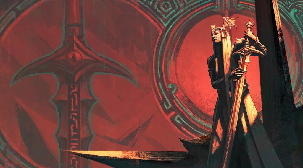 1024x569, 69 Kb / elric_of_melnibone, damjan_gjorgievski, меч, эльф, Элрик из Мелнибонэ, Майкл Муркок