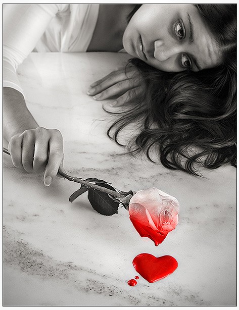 473x614, 75 Kb / девушка, роза, сердце, кровь