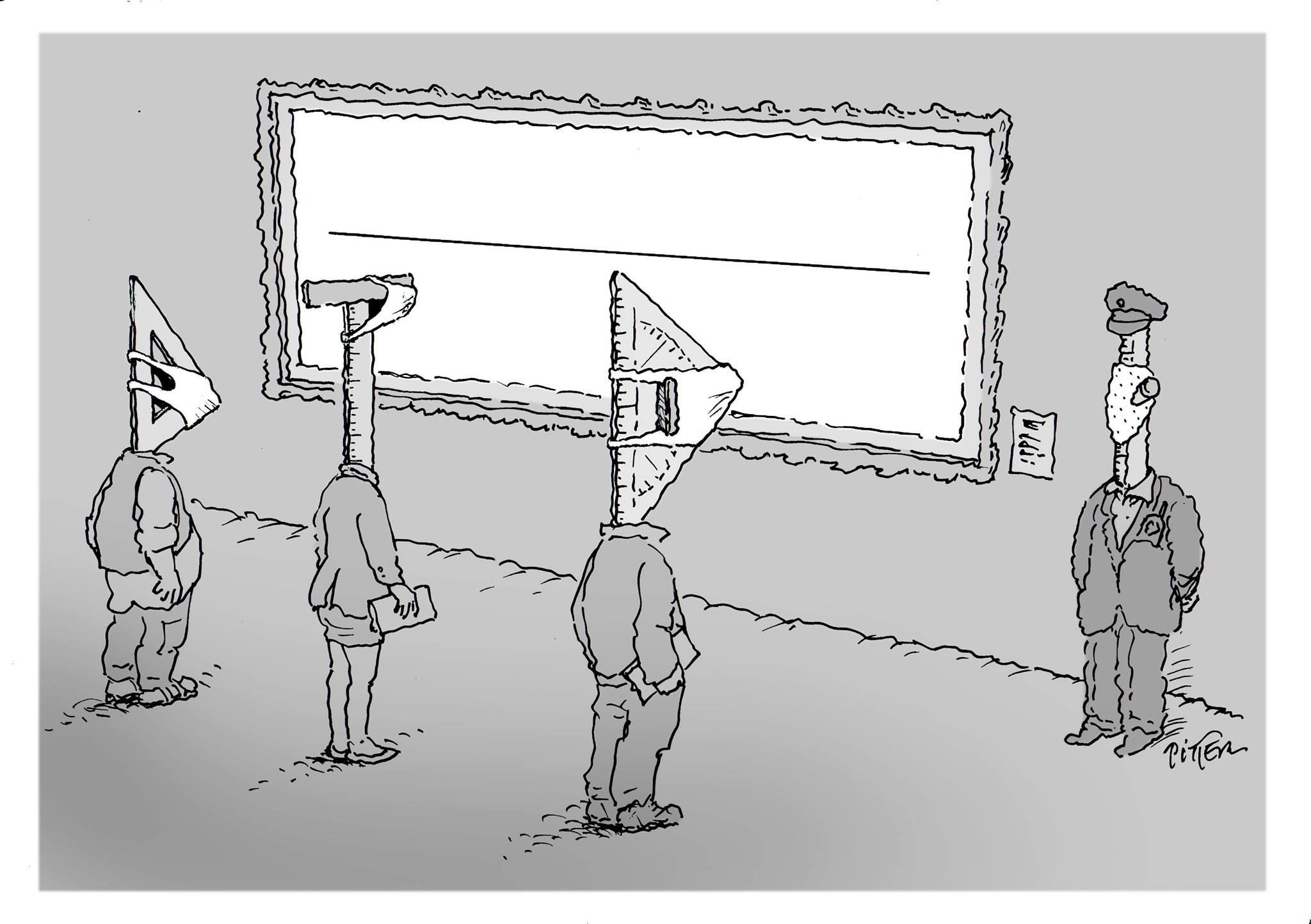 2048x1444, 174 Kb / Klaus Pitter, музей, картина, линия, угольник, линейка, охрана