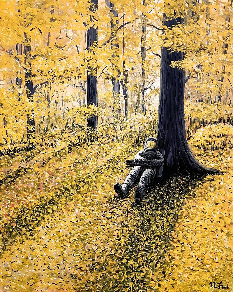 800x1000, 385 Kb / осень, космонавт, листопад